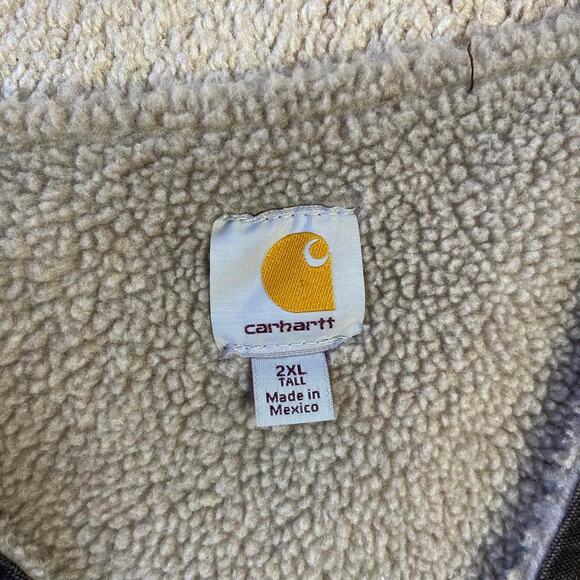 Carhartt Sherpa Lined Duck Canvas Brown Vest Size 2XL - Picture 2 of 3